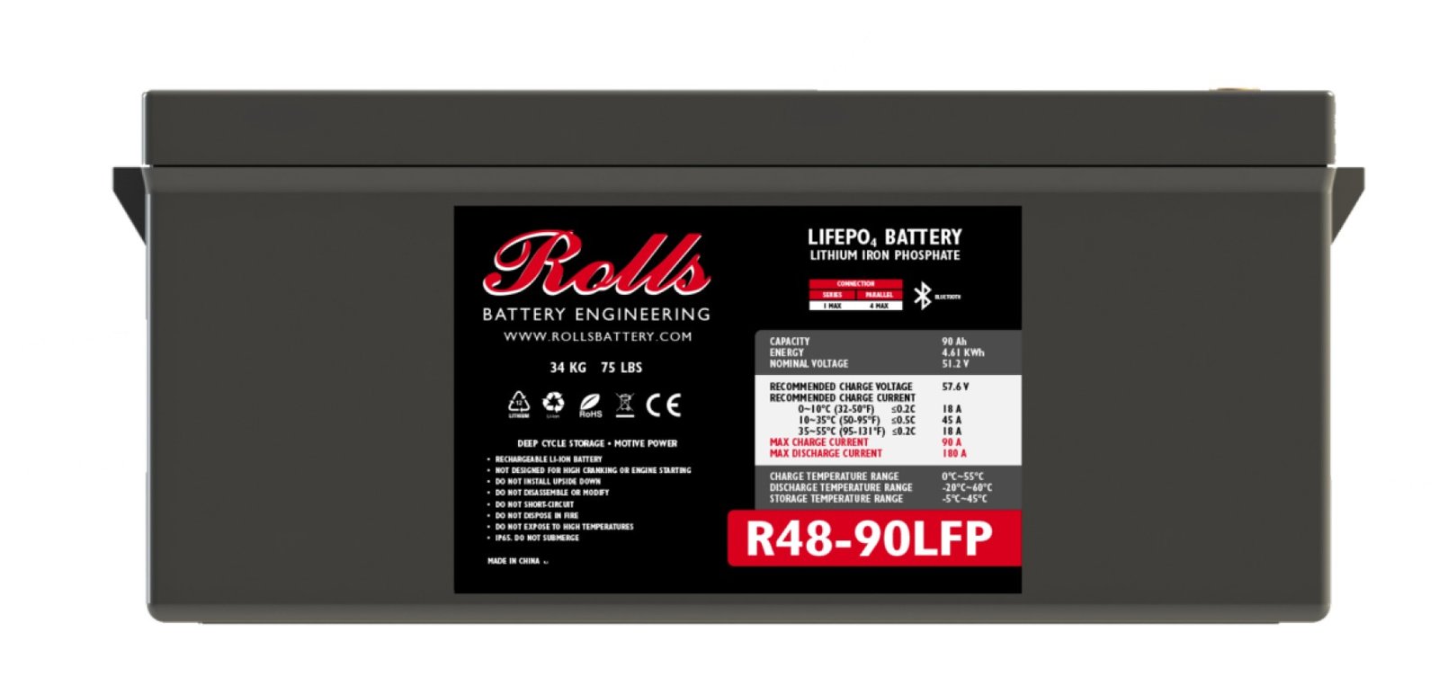Rolls LiFePO4 lítium akkumulátor 48V – 90 Ah / max. 180 A