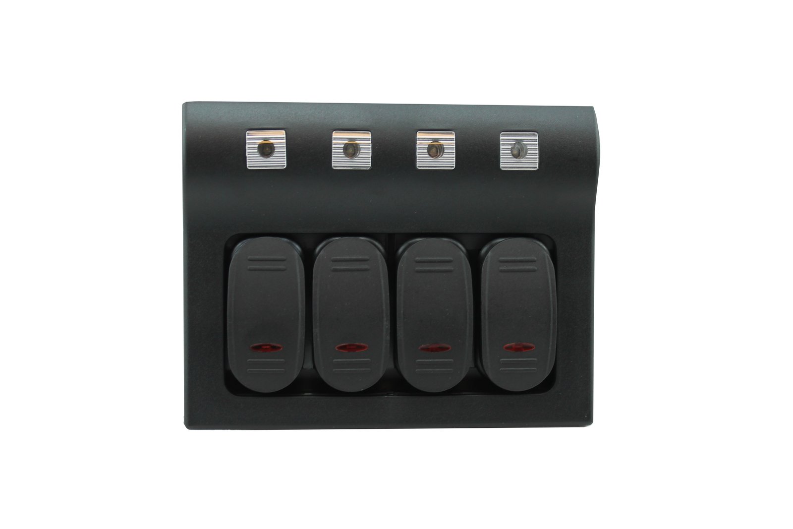 Fekete 4 kapcsolós kapcsolópanel, 12 V, IP65 – 4 kapcsoló / fekete / IP65