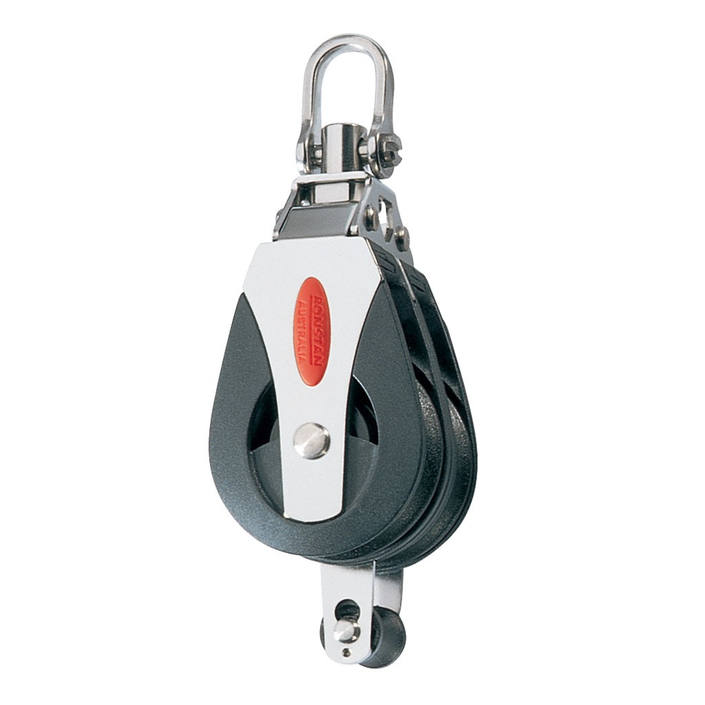 Ronstan golyóscsapágyas dupla csiga 40 mm, forgófejes, beckettel