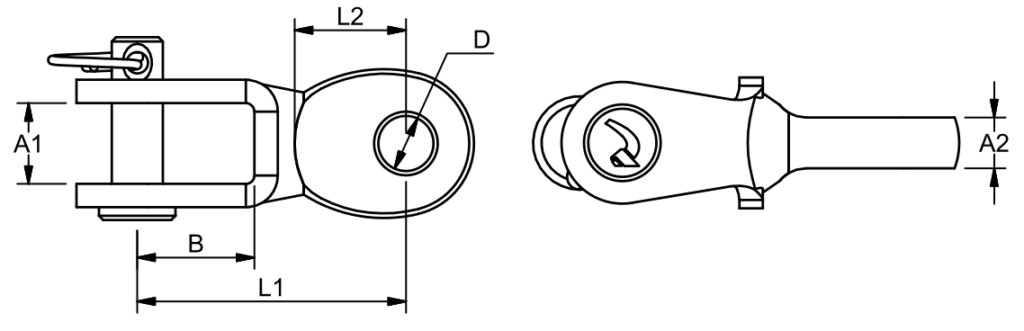 Blue Wave toggle (csuklós bekötő), A4 / AISI 316 – Csapszeg Ø 5,0 mm