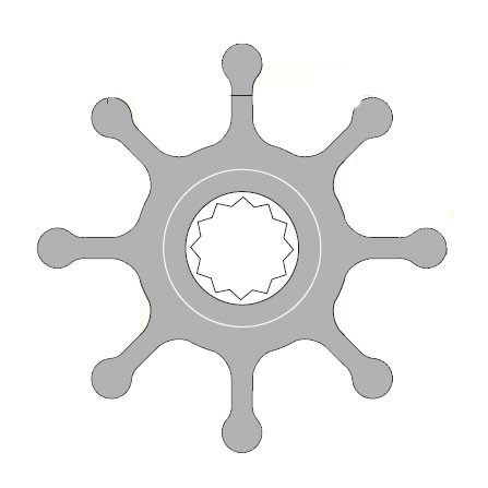 Impeller lapátkerék 65,0 × 50,8 mm – 16 mm sokfogú tengely (MC97/neoprén)