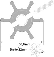 Impeller lapátkerék 50,8 × 22,0 mm – 12 mm hornyos tengely (MC97/neoprén)