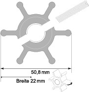 Impeller lapátkerék 50,8 × 22,0 mm – 12,7 mm hornyos/furatos tengely (nitril)