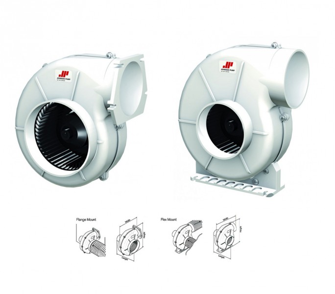 SPX Johnson Pump AirV 3-280 radiál szellőztető ventilátor, Flansch, 12 V, 280 m³/h