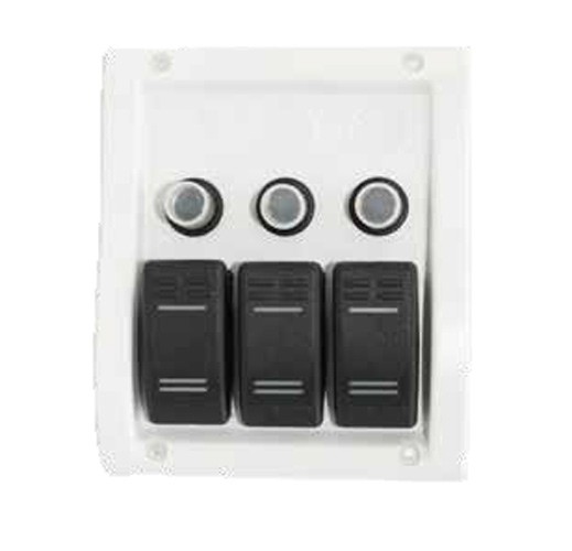 Fehér 3 kapcsolós kapcsolópanel, 12 V, IP65 – 3 kapcsoló / fehér / IP65