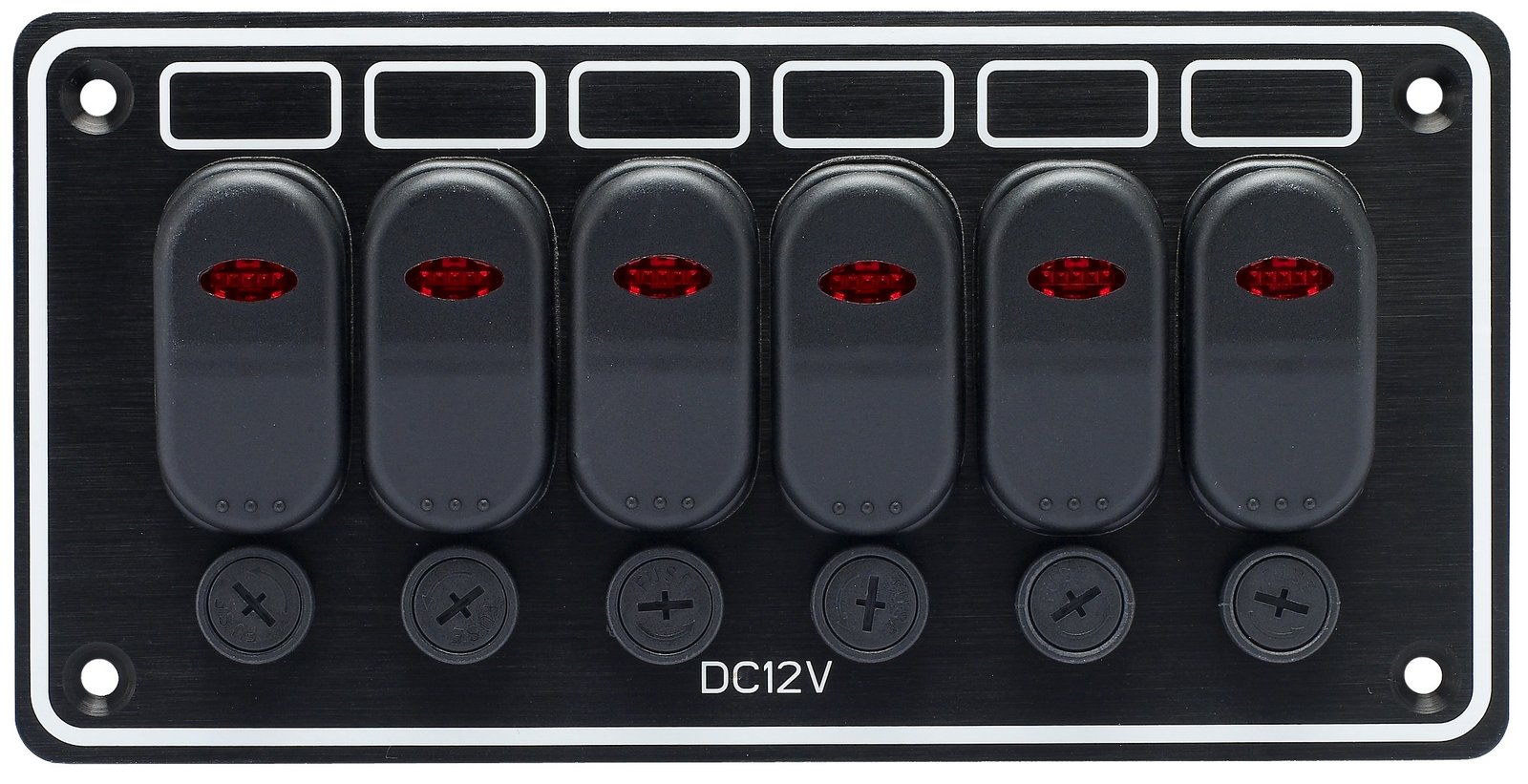 Kapcsolótábla 6 kapcsolóval, vízszintes, IP65 – 6 kapcsoló / vízszintes / 95 × 190 mm