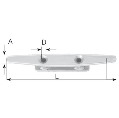 AISI 316 kikötőbak, 2 furatos, 100 mm – AISI 316 / 100 mm / 2 furat / M4