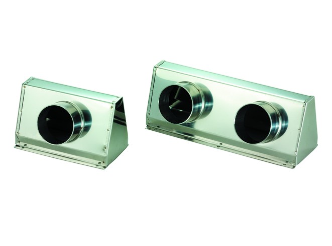Nirosta oldalsó szellőződoboz 190 × 115 mm, 1 nyílással – EGYES 190 x 115 mm cső: 75mm