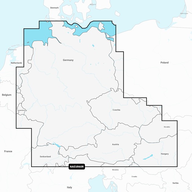 Térképkártya Navionics Platinum+ Regular NPEU060R – Németország, Ausztria, Csehország és ÉNy-Magyarország