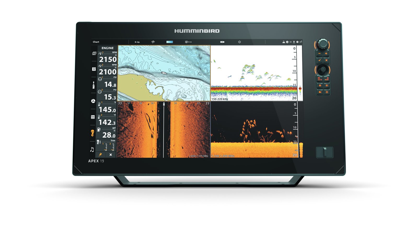 Humminbird APEX 19 MEGA SI+ GPS halradar (XM 14 HW MSI T jeladóval)