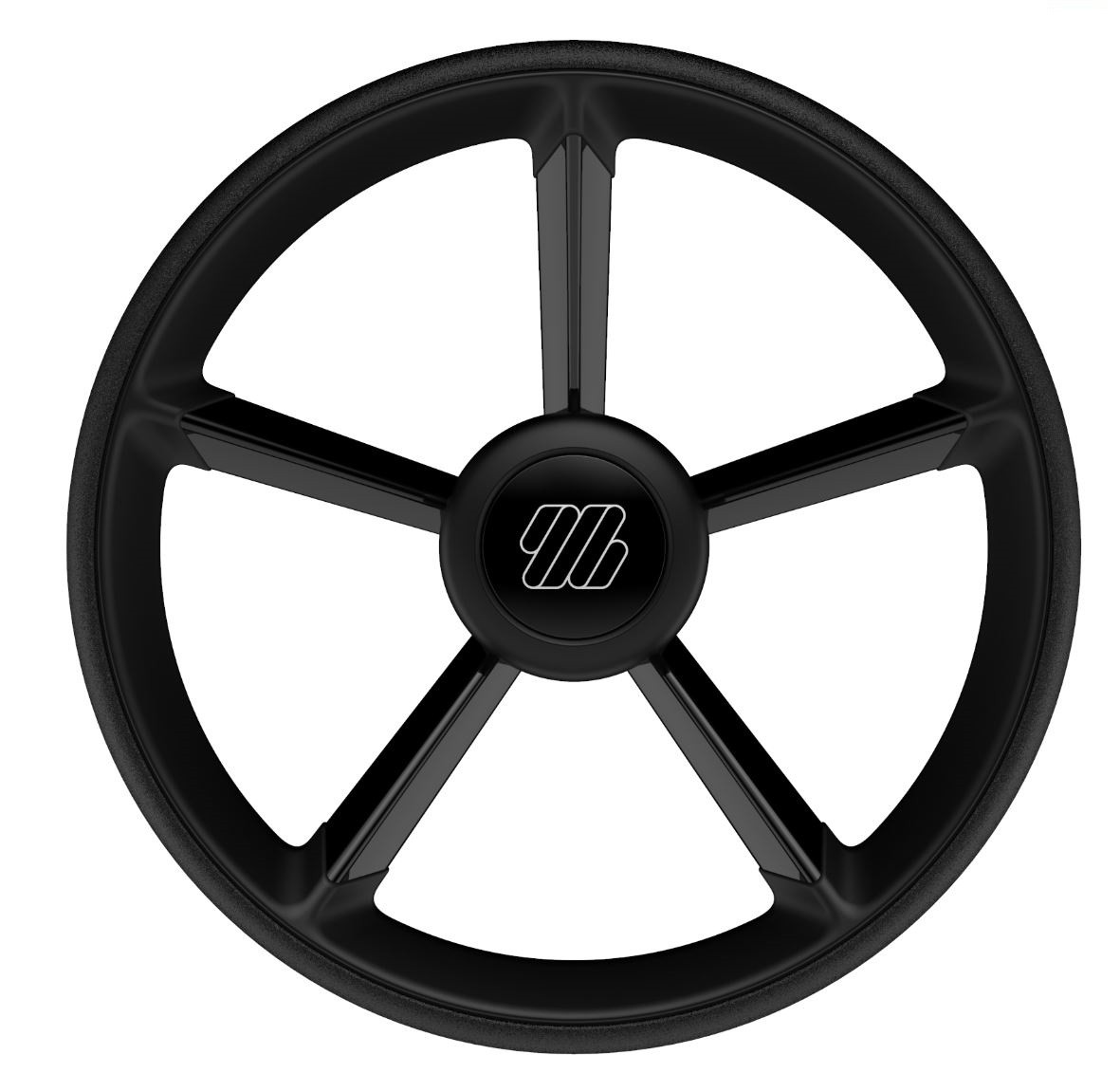 Ultraflex V75 B/PB hajókormány kerék, 350 mm, fekete poliuretán markolattal és fekete küllőkkel