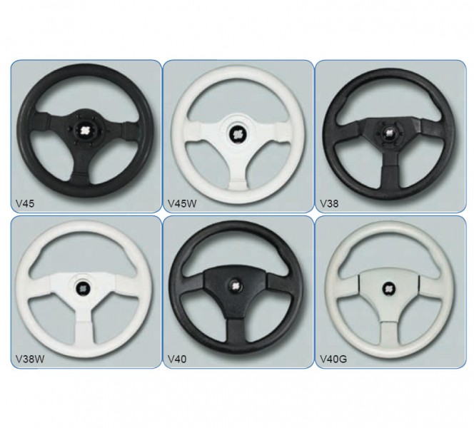 Ultraflex V45 hajókormány kerék, 280 mm, fekete, puha tapintású markolattal