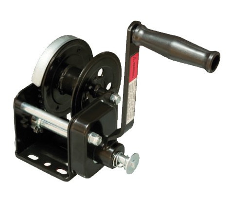 Önfékező utánfutó csörlő, TÜV, 360 kg – 360 kg, áttétel 1:4, kar 19 cm, heveder 45–50 mm