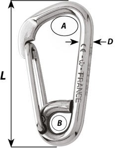 Wichard karabínerhorog fix szemmel, nagy szájnyílás – Hossz: 60 mm